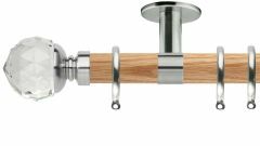 Neo Clear Faceted Ball 35mm Wooden Curtain Pole