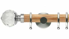Neo Clear Faceted Ball 35mm Wooden Curtain Pole