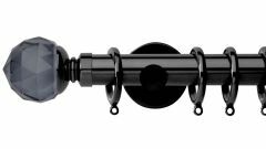 Neo Smoke Grey Faceted Ball 35mm Metal Curtain Pole