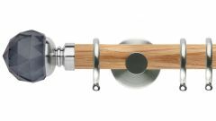 Neo Smoke Grey Faceted Ball 35mm Wooden Curtain Pole