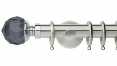 Neo Smoke Grey Faceted Ball 35mm Metal Curtain Pole
