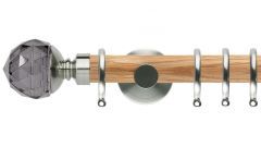 Neo Smoke Grey Faceted Ball 28mm Wooden Curtain Pole