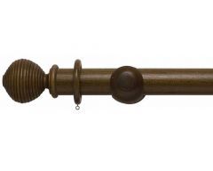 Modern Country Ribbed Ball 45mm Wooden Curtain Pole